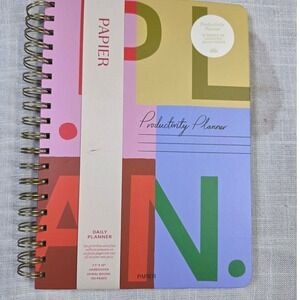 Papier Daily Productivity Planner Undated Hardcover Spiral Journal 7.1x10 Multi